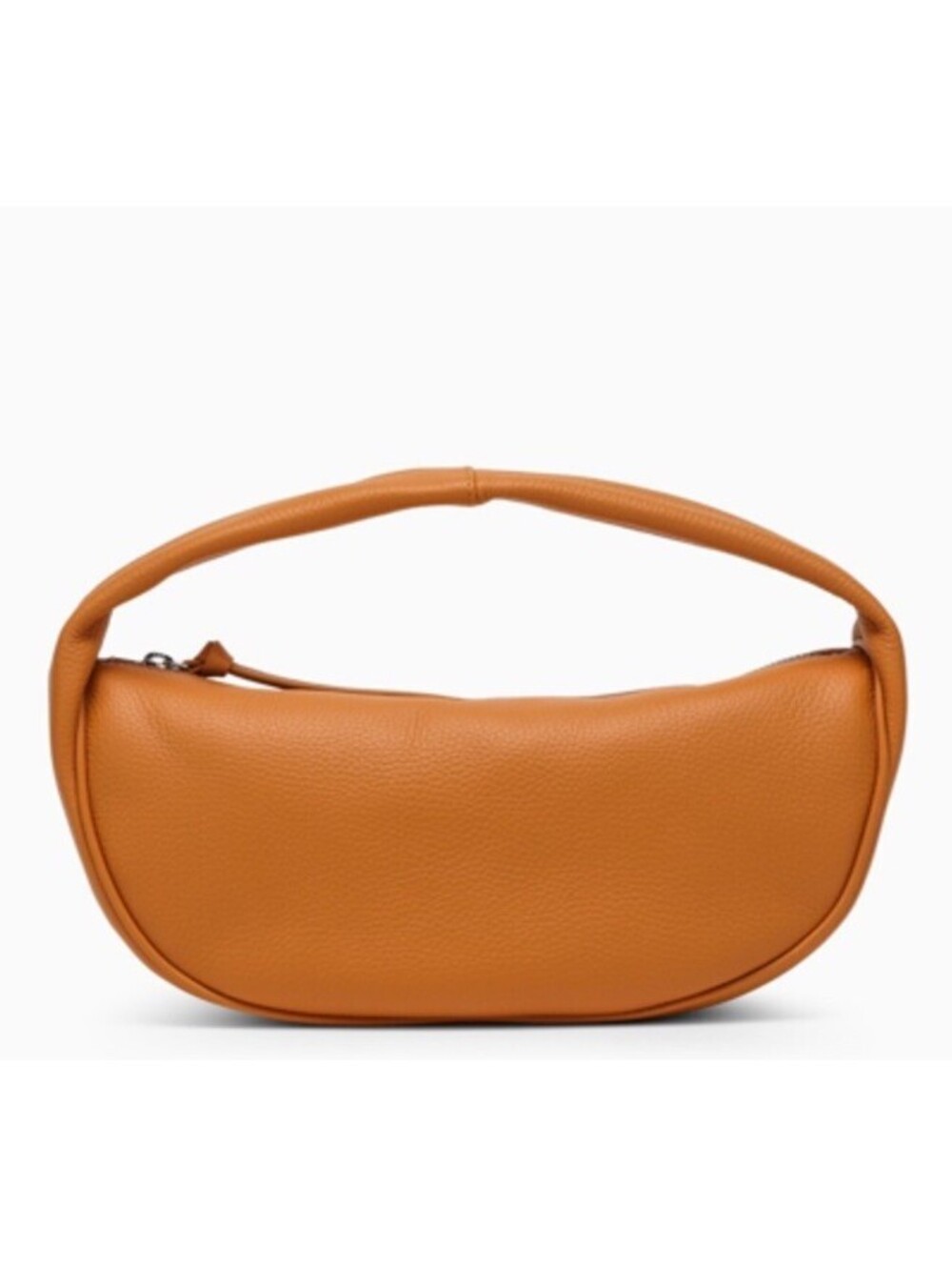 BY FAR Cush Leather Shoulder Satchel Crescent Bag In Carmel Orange Brown $540